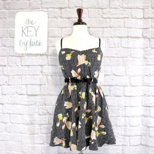 NWT Urban Outfitters Floral Black Motif Mini Dress